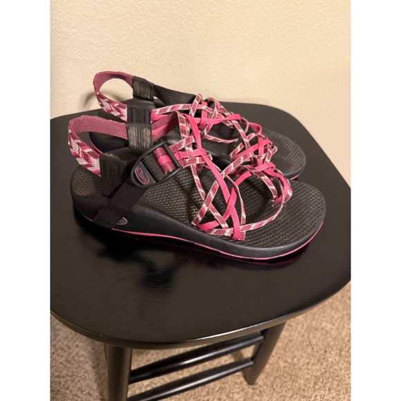Chaco Shoes - Chaco ZX2 Yampa Pink Black Geometric Double Strap Toe Loop Sandals Womens 8